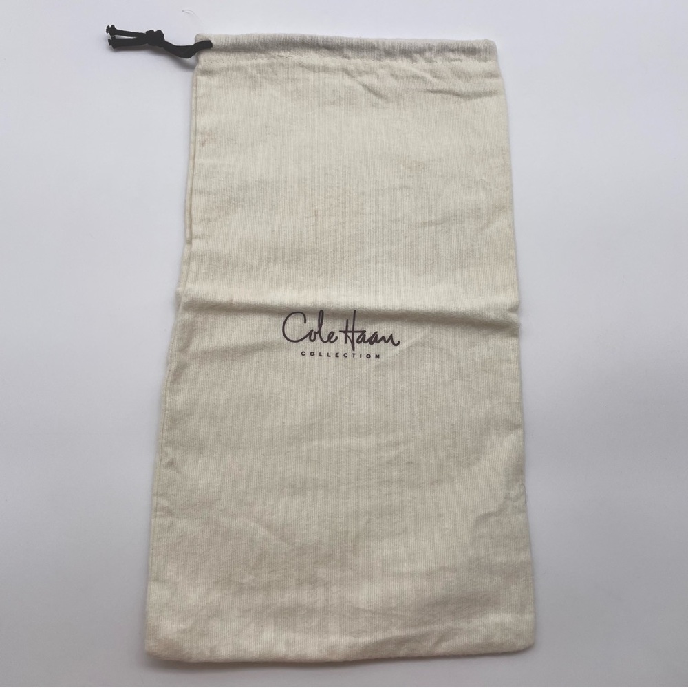 EUC Cole Haan Drawstring Dust Bag in Cream with Brown Logo